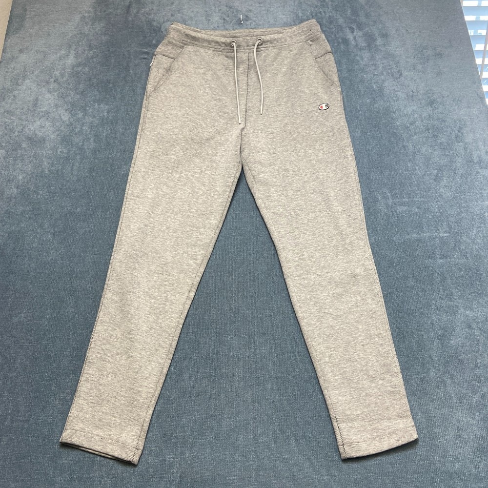 Champion Tech Weave Sweatpants Mens Medium Gray Straight Leg Drawstring Waist